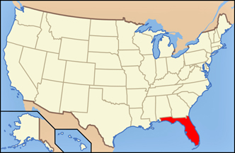 USA map showing loacation of Florida